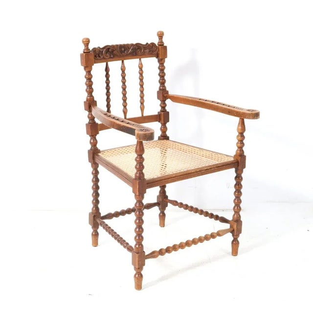 Jacobean Style Stained Beech Bobbin Armchair, 1900s For Sale - Image 9 of 9