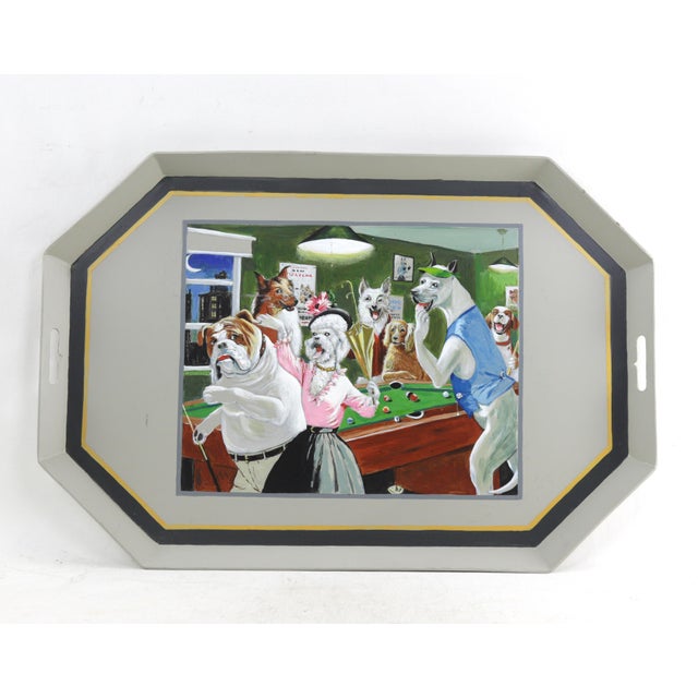 Vintage Iron Handmade Tray With Unique Puppy Playing Cards Scene Chairish