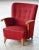 Scandinavian Lounge Chair With Oak Armrest Conical Legs Red Wool, 1940's For Sale - Image 4 of 9