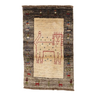 Vintage Hand-Knotted Persian Gabbeh Rug 1'10" X 3'0" For Sale