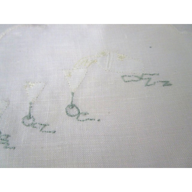 1960s Artist Palette Shaped Cocktail Napkins With Applique Martini Glasses and Shaker- Set of 4 For Sale - Image 10 of 12