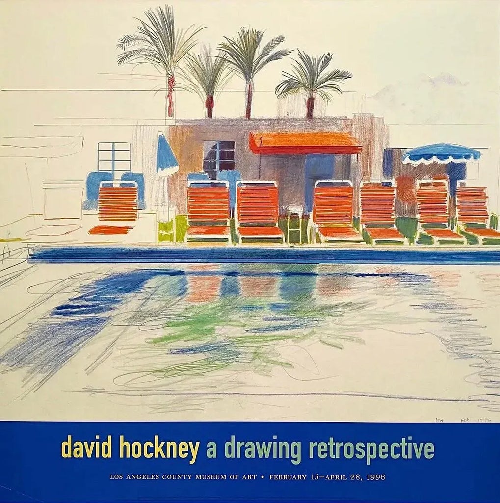 Original 90s David Hockney Exhibition Poster Lithograph 8 Sun