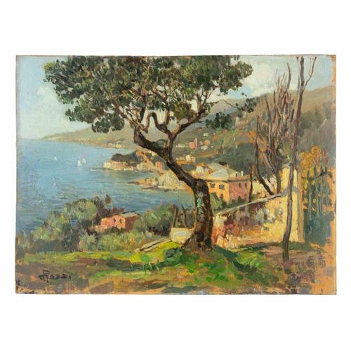Oil on wooden panel realized in the 1970s. Hand signed. Titled and signed on rear. Good condition.