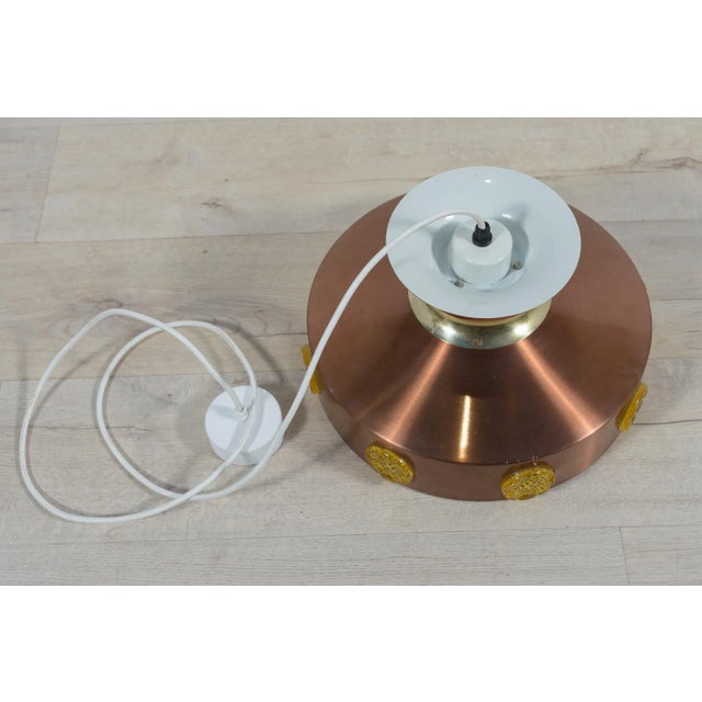 Mid-Century Modern Scandinavian Copper & Glass Ceiling Lamp, Denmark, 1960s For Sale - Image 3 of 10