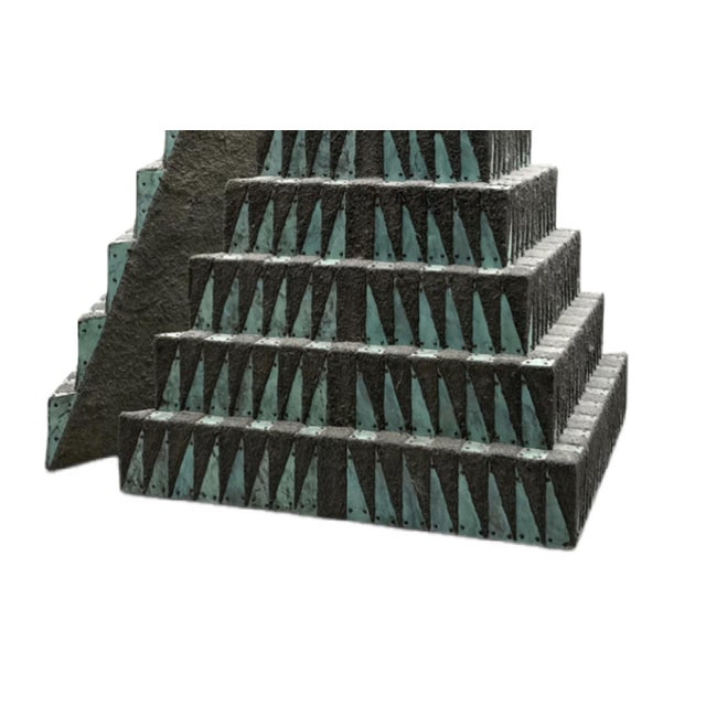Debra Sachs Split Pyramid III Two-Part Sculpture in Sand and Copper over Wood American, 1989 “Split Pyramid III” is a two-...