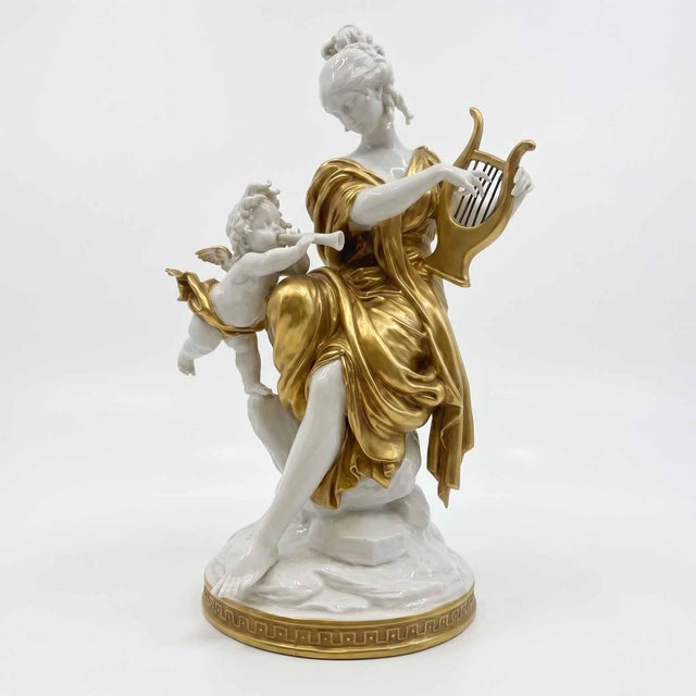 Giuseppe Cappé, Music and Poetry in White and Gold Porcelain, circa 1960. Made around 1960, these two figures by the...
