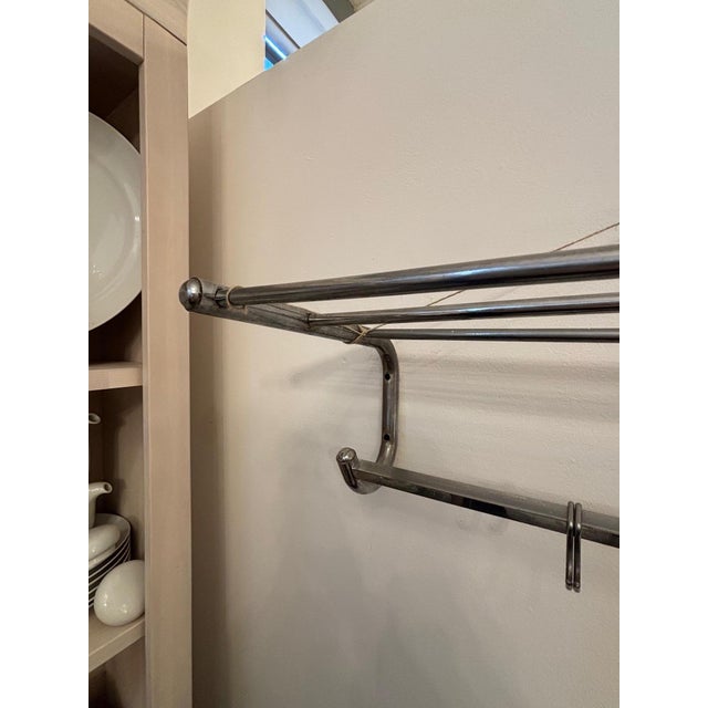 1930s Art Deco Wall-Mounted Coat Rack in Chrome, 1930s For Sale - Image 5 of 6
