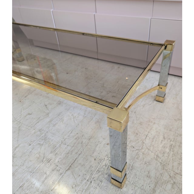 Large Mid-Century Hollywood Regency Chrome and Gilt Coffee Table, 1970s For Sale - Image 14 of 15