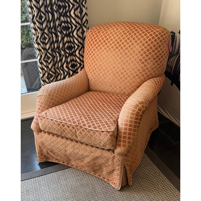 Nancy Corzine 2120 Chattingham Lounge Cut Velvet Roll Arm Club Chair.
