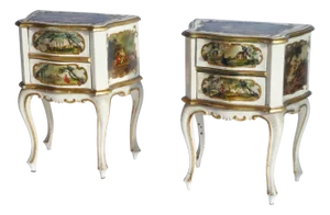 Vintage Baroque Nightstands with Romantic Scenes, Set of 2