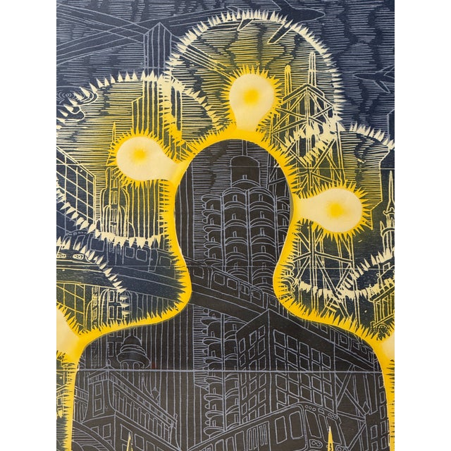 The Luminary: No. 4 of an original edition of 15 color woodblock prints by the American artist John Buck. Some hand...