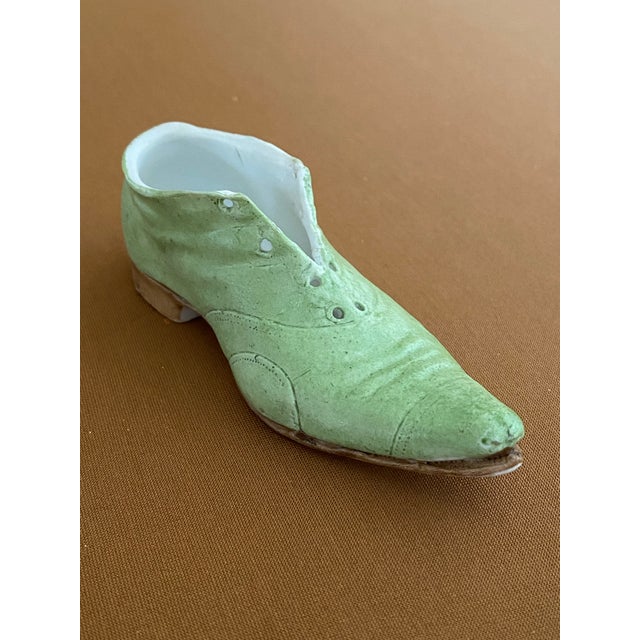Ceramic 1940s Royal Bayreuth Light Green and Brown Porcelain Mens Wingtip Shoe Figurine For Sale - Image 7 of 11