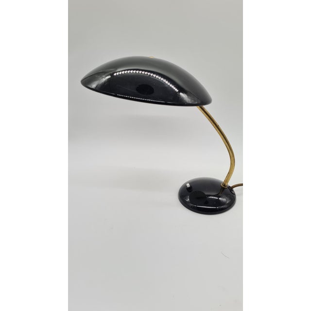 Christian Dell Model 6781 Table Lamp in Black Metal and Brass attributed to C. Dell for Kaiser Idell, Germany, 1950s For Sale - Image 4 of 11