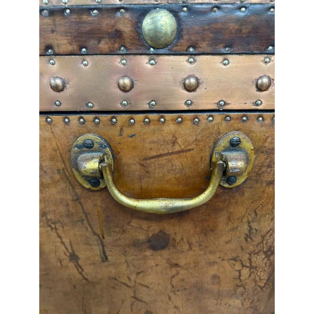 Vintage Campaign Luggage Trunk Leather Side Table For Sale - Image 9 of 18