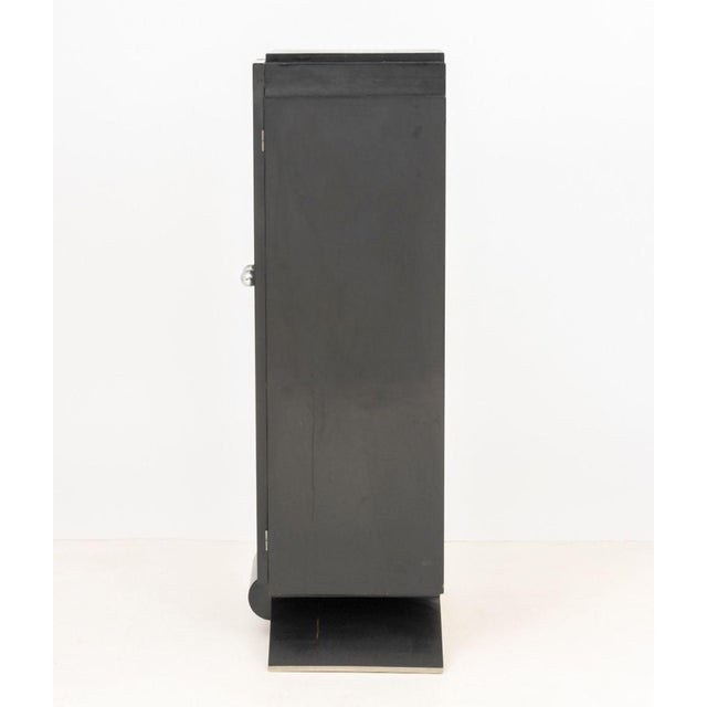 Wood Art Deco Black Lacquered and Chrome Cabinet For Sale - Image 7 of 8