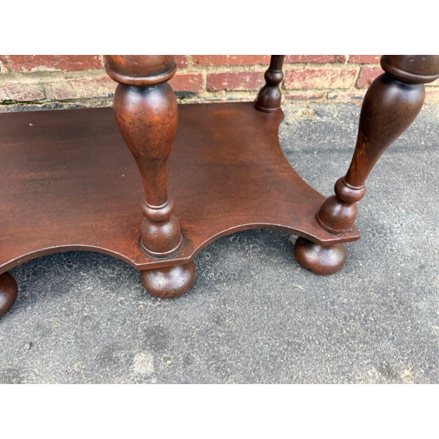 Brown Antique William & Mary Walnut and Burl Walnut Veneer Lowboy Console Table For Sale - Image 8 of 18