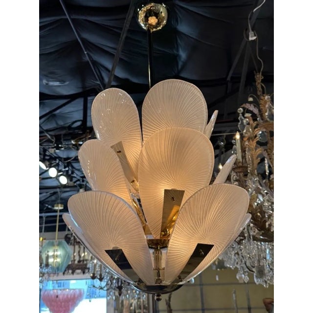 Transitional Murano Tulip Chandelier For Sale - Image 3 of 5