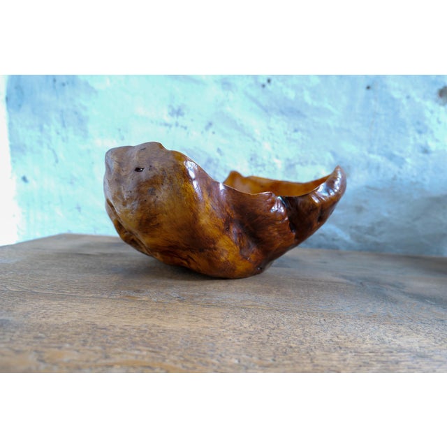 1960s Swedish Folk Art Organic Dark Grain Burl Curly Birch Bowl, 1960s For Sale - Image 5 of 14