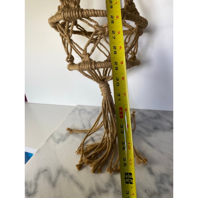 Vintage Boho Macramé Plant Hanger in Natural Fiber — Large Hanging Planter, 1970s For Sale In Seattle - Image 6 of 8