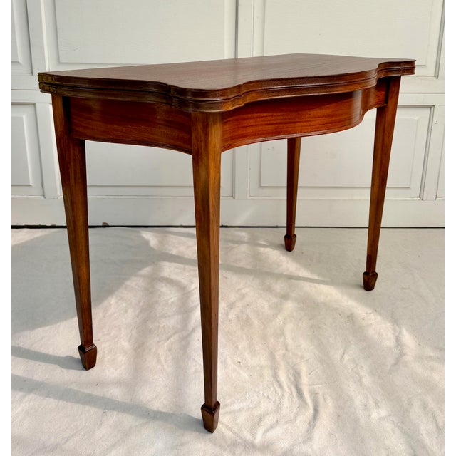Mid 20th Century Vintage George III Style Mahogany Serpentine Fold-Over Console Game Table For Sale - Image 5 of 17