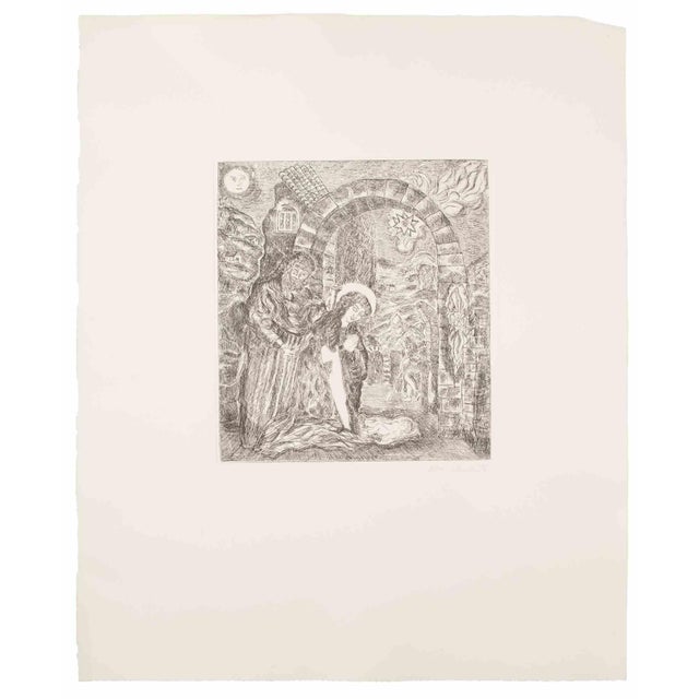 The nativity is an artwork realized by Gianpaolo Berto, 1976. Etching, 60 x 50 cm. Edition 2/20, Dated 76' in the right...