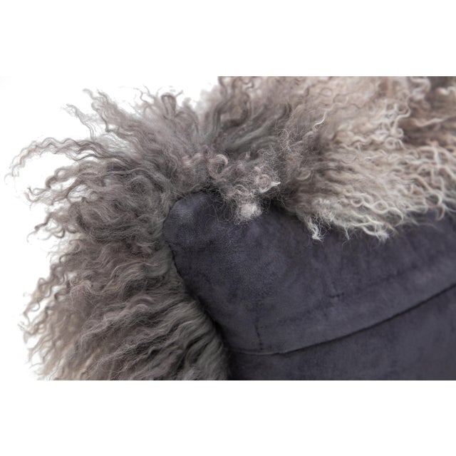2020s Gray Modern Mongolian Lamb Fur Single Side Pillow For Sale - Image 5 of 5