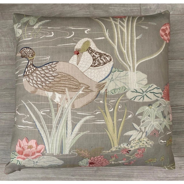 Not Yet Made - Made To Order Lily Pads & Waterfowl Asian Motif Pillows - a Pair For Sale - Image 5 of 6