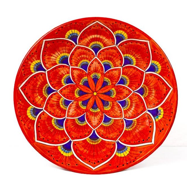 Intreccio Red 4-Piece Place Setting | Hand-Painted Italian Dinnerware From Deruta For Sale - Image 11 of 12
