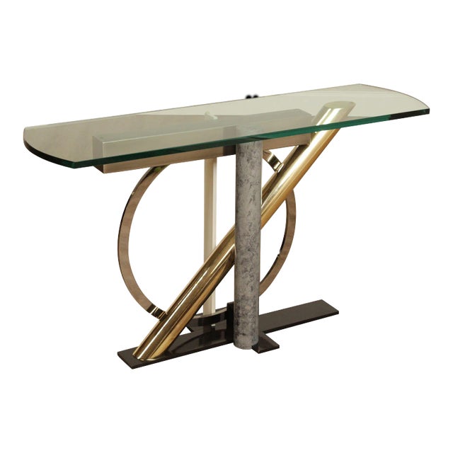 Kaizo Oto For Design Institute of America Post Modern Mixed Metal Console Table For Sale