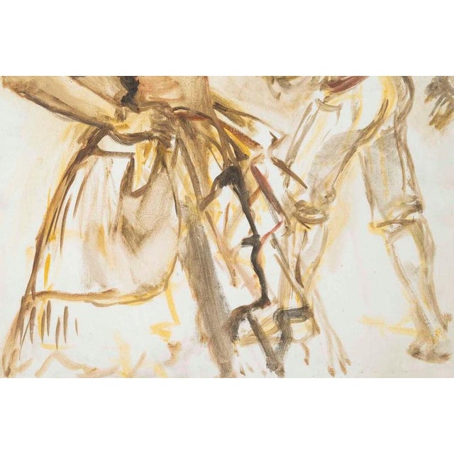 Figurative Composition, 20th Century, Watercolor on Canvas For Sale - Image 4 of 6