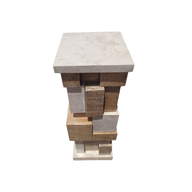 Vintage Postmodern Tesselated Pedestal by Marquis of Beverly Hills For Sale - Image 4 of 4