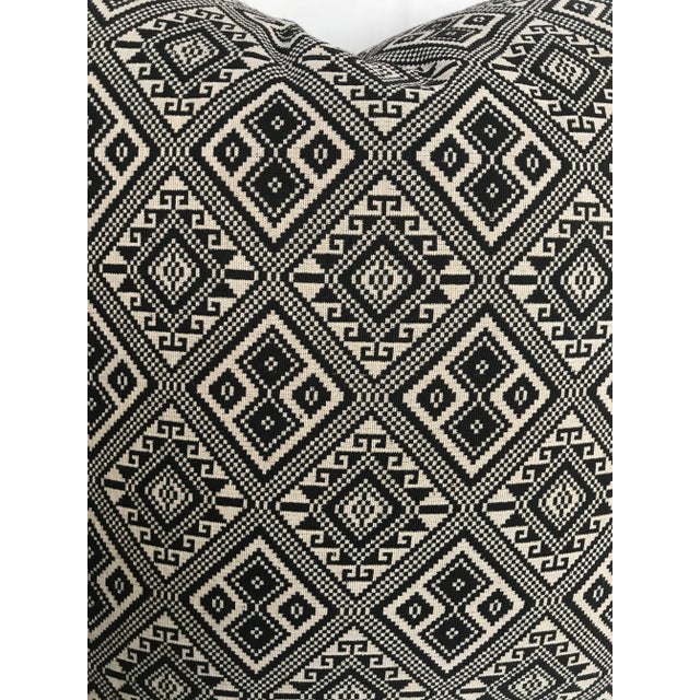 Textile Black & White Tribal Woven Ikat Pillow For Sale - Image 7 of 8