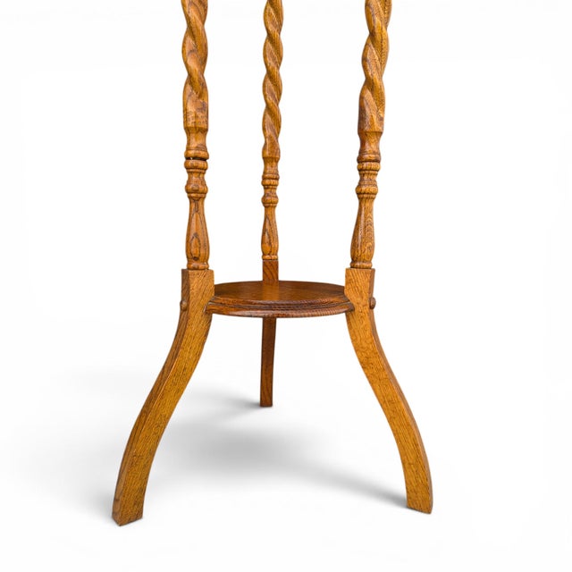 Vintage Solid Oak Barley-Twist Plant Stand For Sale - Image 9 of 16