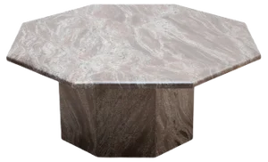Mid-Century Italian Octagonal Pink and Grey Marble Coffee Table, 1970s