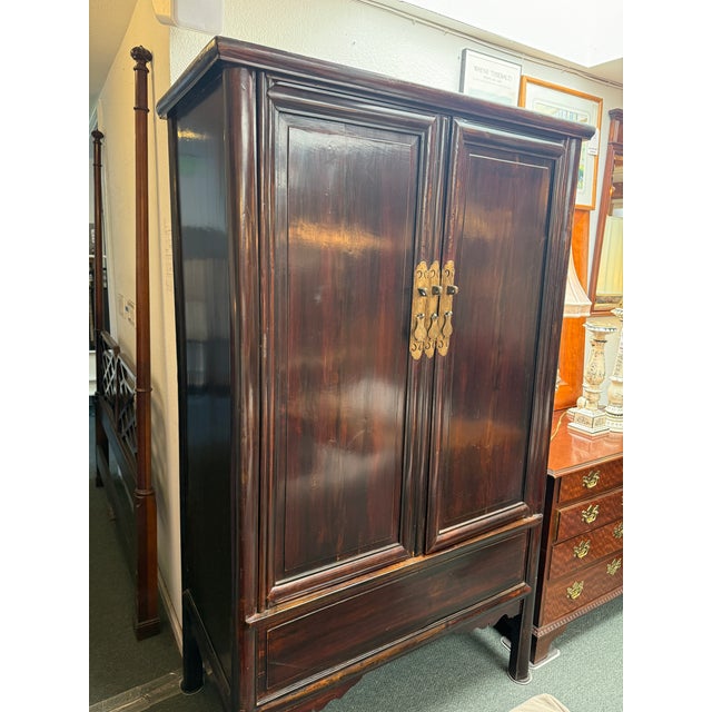 Wood Chinese Wedding Armoire For Sale - Image 7 of 12