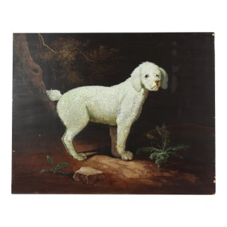 Oil Painting on Wood Panel of a Poodle in the Meadow For Sale