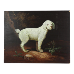 Oil Painting on Wood Panel of a Poodle in the Meadow