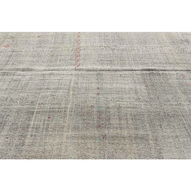 Mid 20th Century Vintage Gray Modern Kilim Rug For Sale - Image 4 of 7