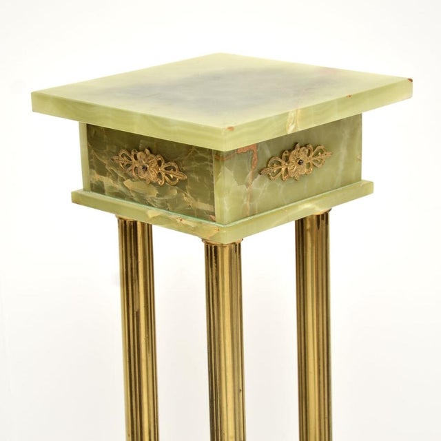 1900 - 1909 Antique French Onyx and Brass Plant Stand Column, 1900s For Sale - Image 5 of 11
