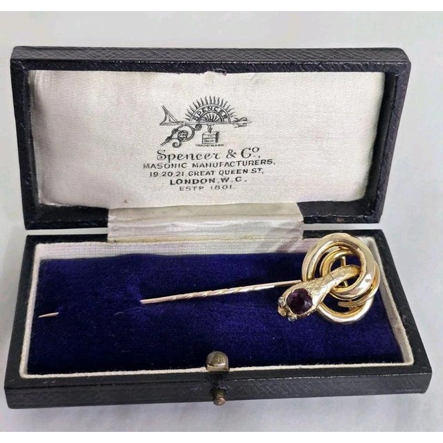 Antique Victorian 9ct Gold Garnet and Diamond Serpent Stickpin, 1890s For Sale - Image 12 of 16
