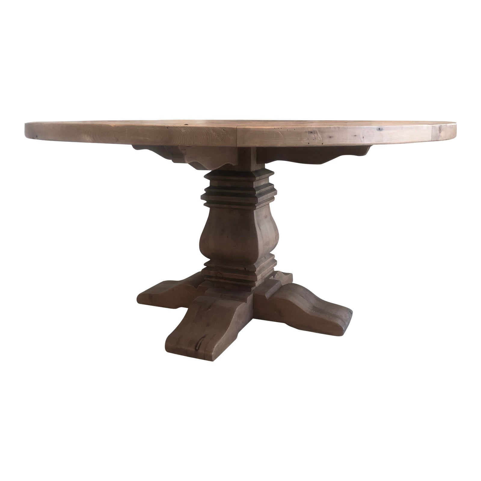 Restoration Hardware Salvaged Wood Trestle Round Dining Table Chairish