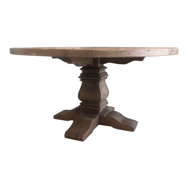 Restoration Hardware Salvaged Wood Trestle Round Dining Table Chairish