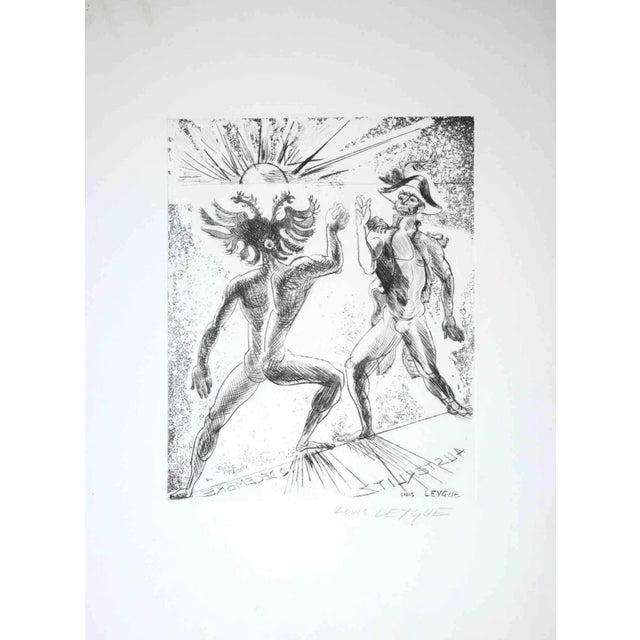 Louis Leygue, Austerlitz-5 Décembre, Original Etching, Mid 20th-Century For Sale