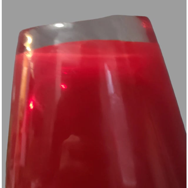 Ruby Red Mid-Century-Modern Ruby Red Hand-Blown Studio Art Glass Vase For Sale - Image 8 of 9