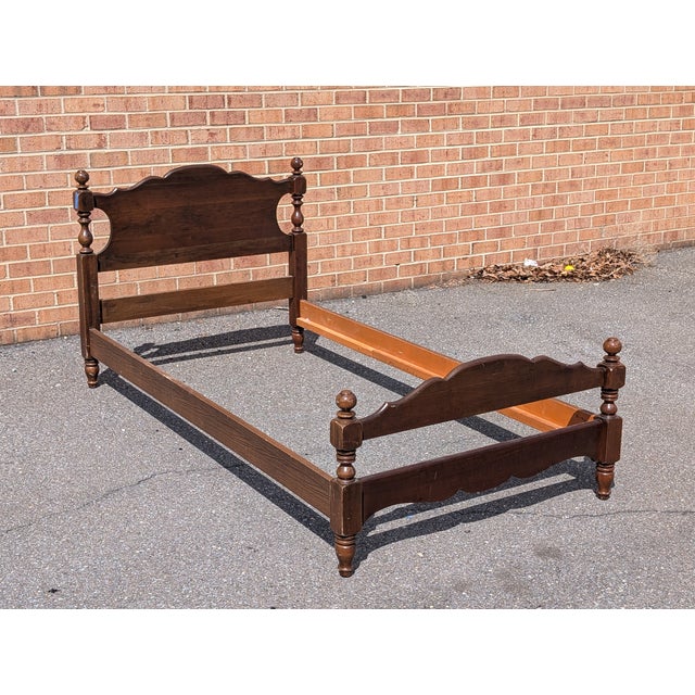 Vintage Twin Size Walnut Cannonball Bedframe For Sale In Washington DC - Image 6 of 7