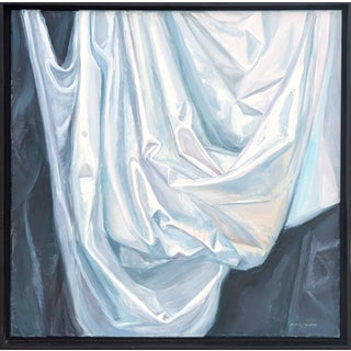 Nancy Paris Pruden "Dreams in Black and White 2" Contemporary Still Life Realistic Drapery Painting, 2020s For Sale