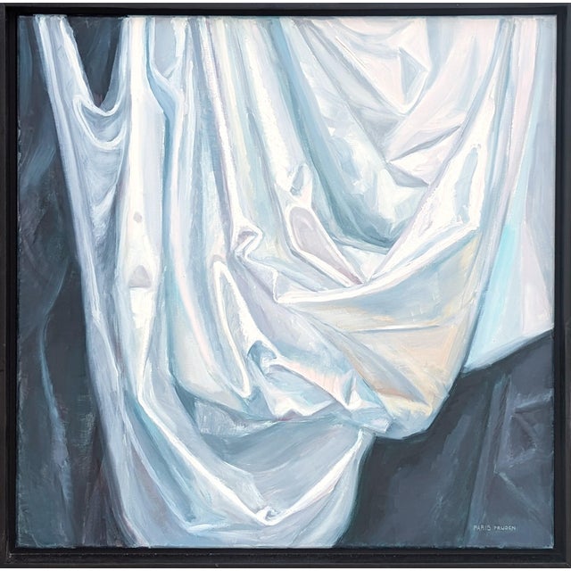Nancy Paris Pruden "Dreams in Black and White 2" Contemporary Still Life Realistic Drapery Painting, 2020s For Sale