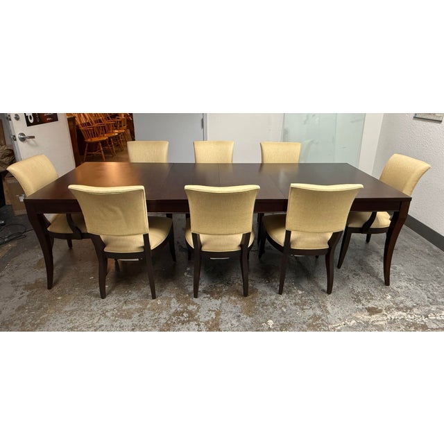 Design Plus Gallery presents a nine-piece dining set from Ethan Allen, consisting of a Barrymore Dining Table and eight...