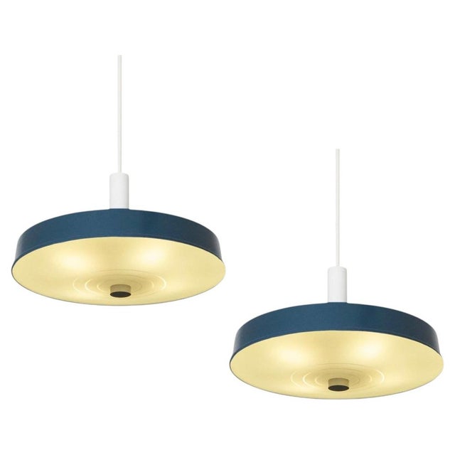 Large Mid-Century Pendant Lamps in Painted Metal and Opaline Glass, 1960, Set of 2 For Sale - Image 10 of 10