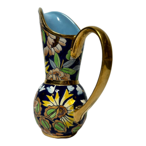 Vintage 1920s Floral Art Deco Pitcher by Boch La Louvière Ceramic; R.Chevalier